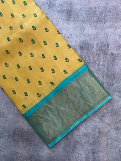Pure handloom floral IZNA YELLOW dotted tussar silk saree
